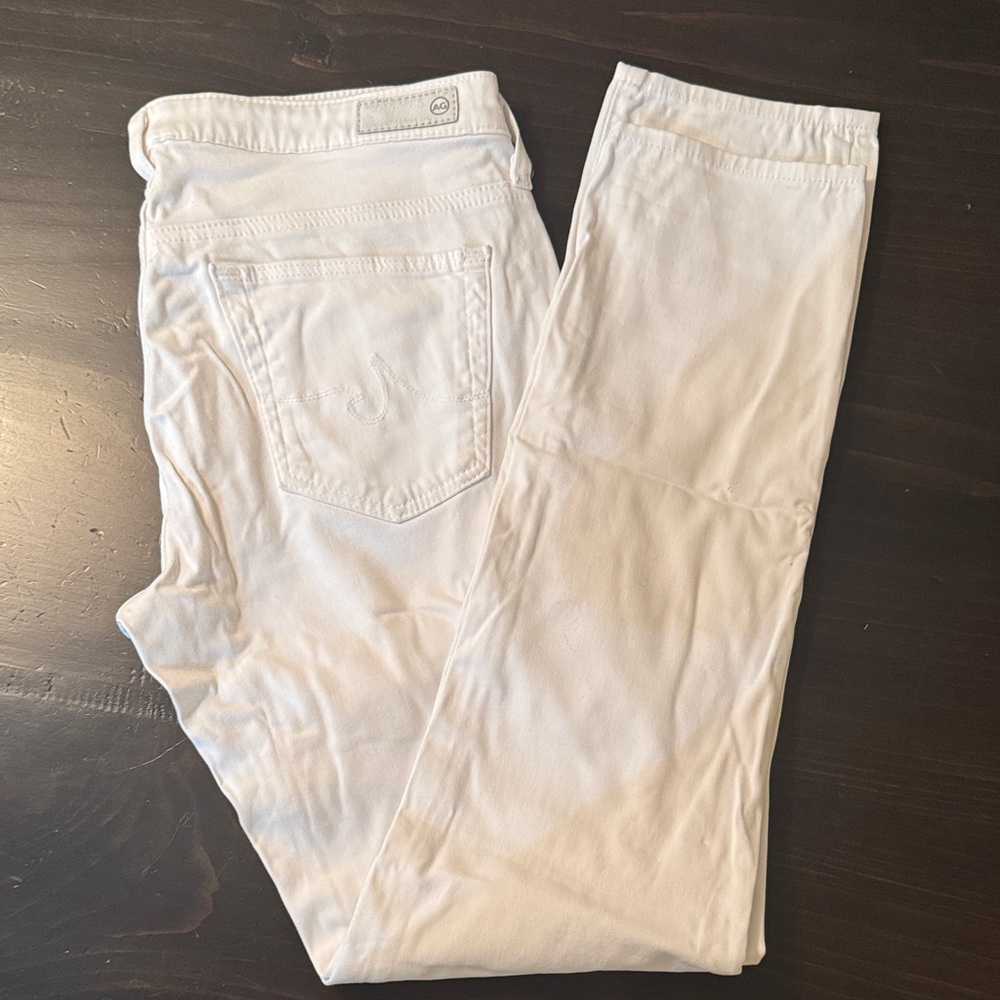 AG Adriano Goldschmied White Denim Jeans The Stevie ankle slim straight